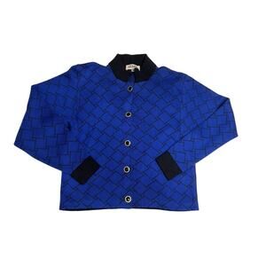 St. John by Marie Gray Geometric Santana Knit Button Sweater Size 8